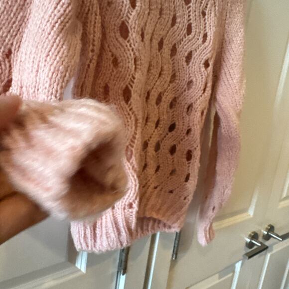 & OTHER STORIES Pink Alpaca Wool Zig Zag Eyelet Knit Sweater | XS - Picture 9 of 13